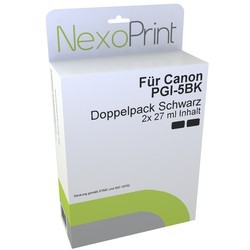 NexoPrint Doppelpack Tinte schwarz f&#252;r Canon PGI-5BK / 0628B030 