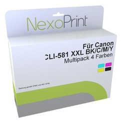 NexoPrint Multipack BK/C/M/Y 4 Farben XXL f&#252;r Canon CLI-581 