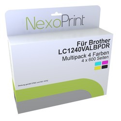 NexoPrint Tinten Spar- Multipack 4 Farben f&#252;r Brother LC1240VALBPDR 