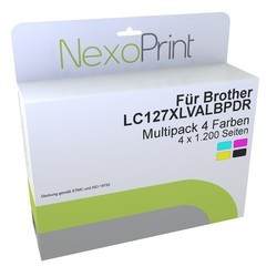 NexoPrint 4x Tinten Value Pack f&#252;r Brother LC127XLVALBPDR 