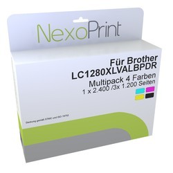 NexoPrint Tinten Spar- Multipack 4 Farben f&#252;r Brother LC1280XLVALBPDR 