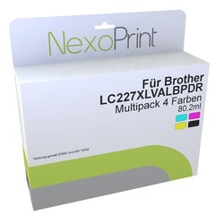 NexoPrint 4x Tintenpatronen Value Pack f&#252;r Brother LC227XLVALBPDR 