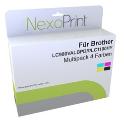 NexoPrint 4x Tinten Pack f&#252;r Brother LC980VALBPDR / LC1100HYVALBPDR 